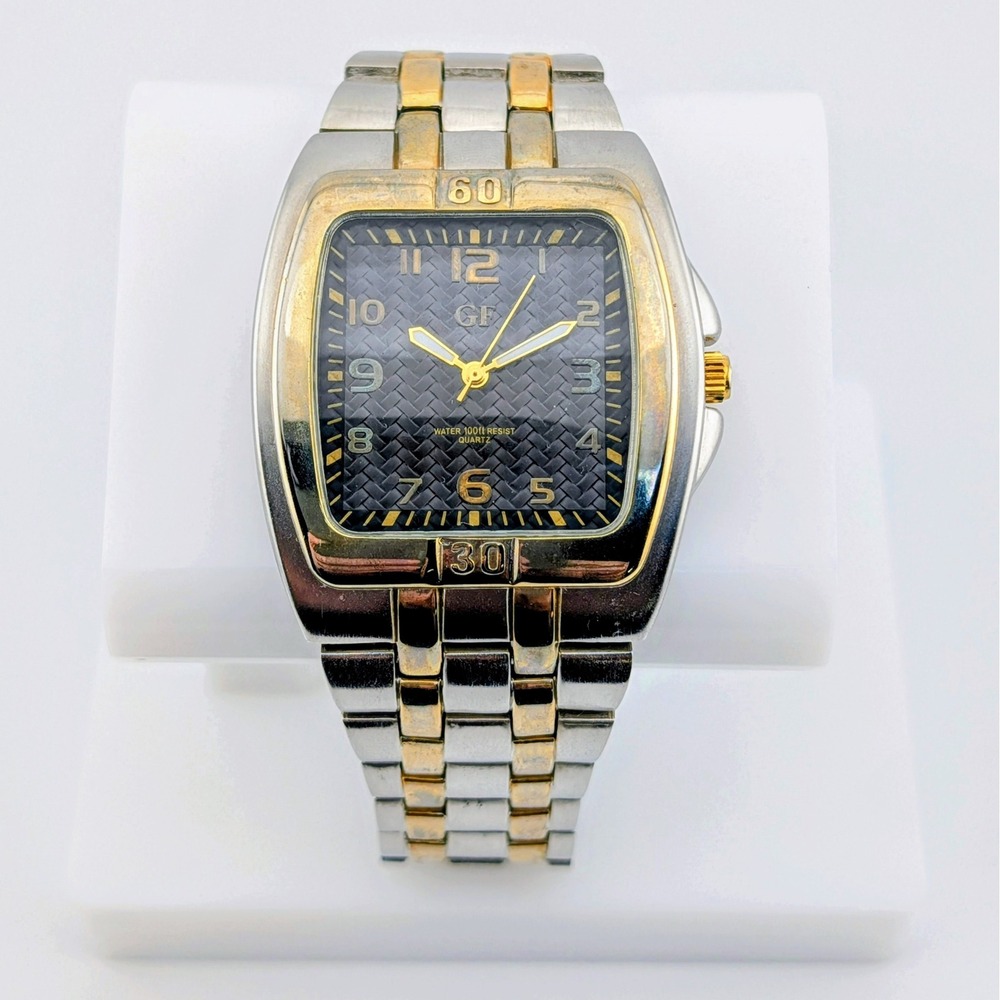 George Foreman GF Men's 40mm Carbon Fiber Style Dial Watch Extra Long Bracelet